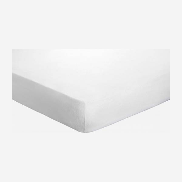Protetor de colchão de algodão raspado 2 faces - 140 x 200 cm - Branco