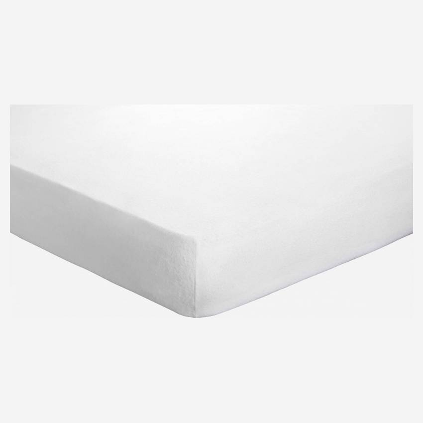 Matratzenschoner aus gebürsteter Baumwolle - 2 Seiten - 140 x 200 cm - Weiß