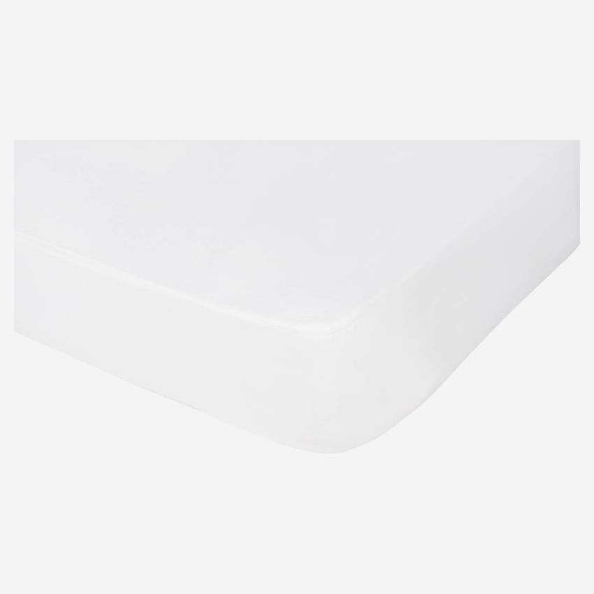 Matrasbeschermer geruwd katoen 2-zijdig - 160 x 200 cm - Wit