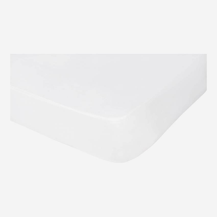 Matrasbeschermer geruwd katoen 2-zijdig - 160 x 200 cm - Wit