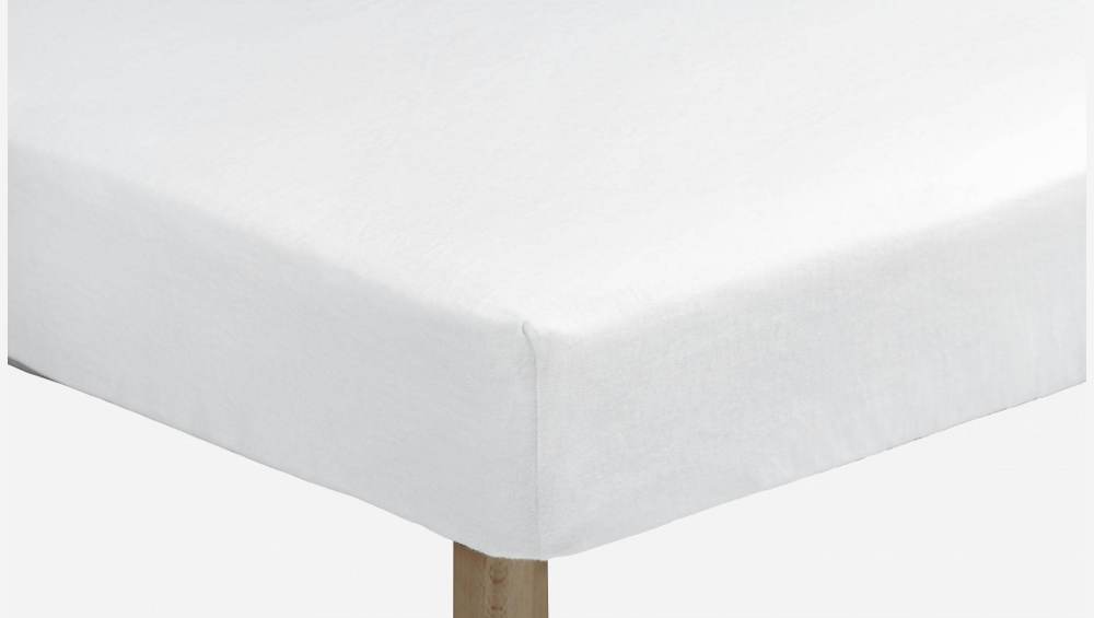 Matrasbeschermer geruwd katoen 2-zijdig - 180 x 200 cm - Wit