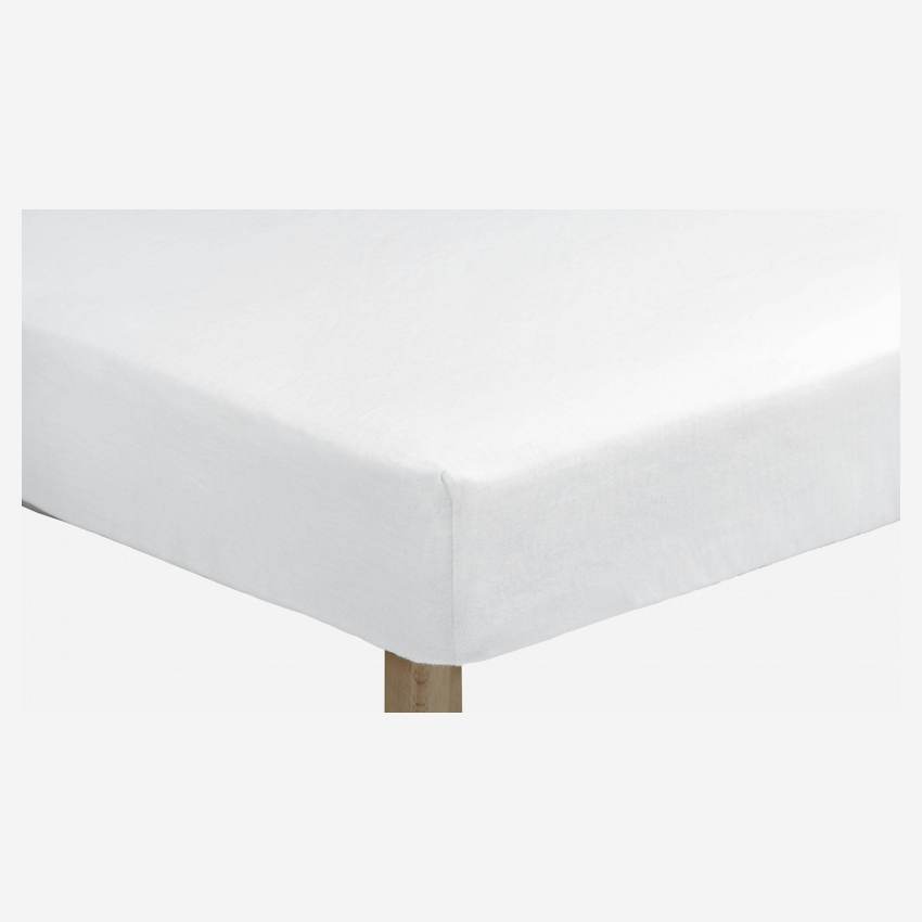 Matratzenschoner aus gebürsteter Baumwolle - 2 Seiten - 180 x 200 cm - Weiß