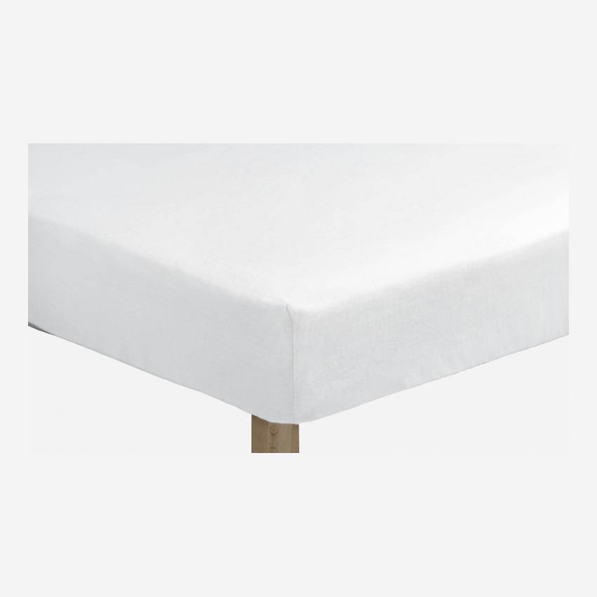 Matratzenschoner aus gebürsteter Baumwolle - 2 Seiten - 180 x 200 cm - Weiß