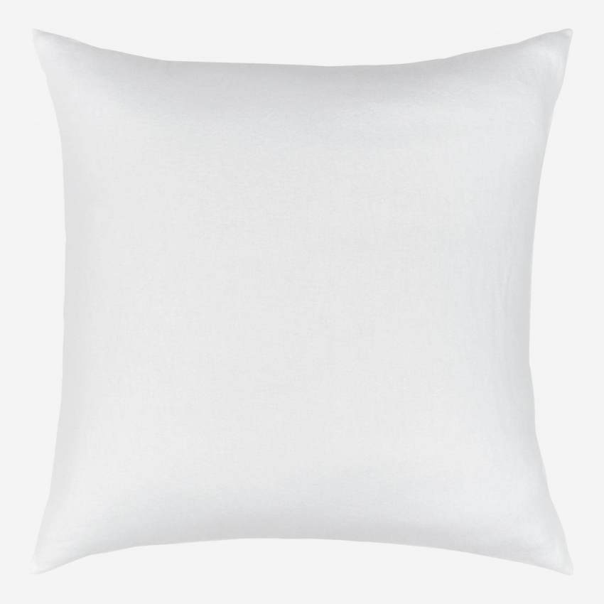 Kopfkissenschoner aus gebürsteter Baumwolle - 2 Seiten - 65 x 65 cm - Weiß