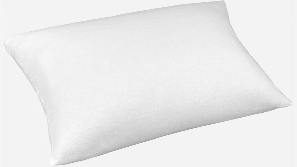 Kopfkissenschoner aus gebürsteter Baumwolle - 2 Seiten - 50 x 80 cm - Weiß