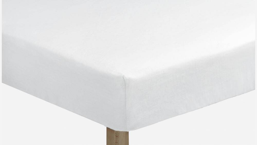 Matratzenschoner aus gebürsteter Baumwolle - 90 x 200 cm - Weiß