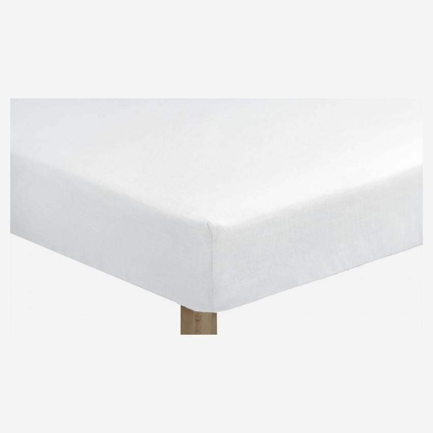 Matratzenschoner aus gebürsteter Baumwolle - 90 x 200 cm - Weiß