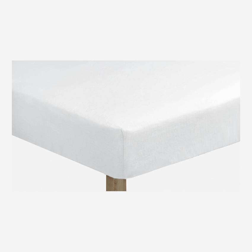 Matrasbeschermer van geruwd katoen - 90 x 200 cm - Wit