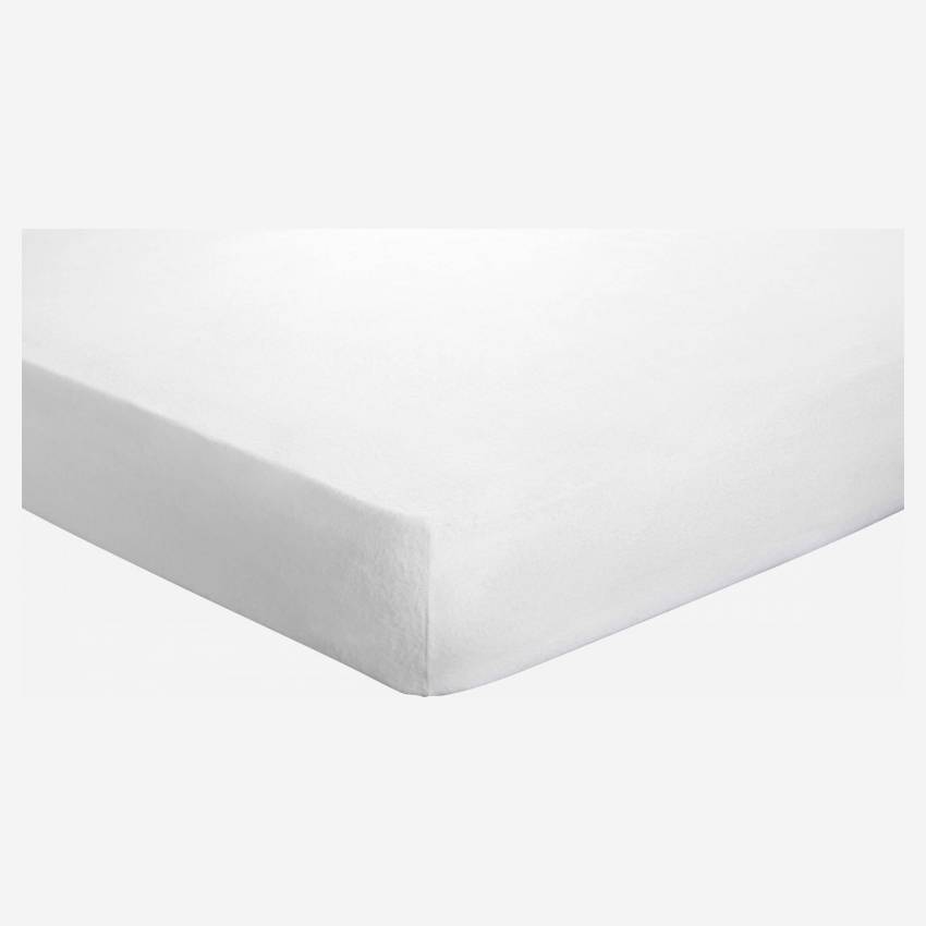 Matratzenschoner aus gebürsteter Baumwolle - 140 x 200 cm - Weiß