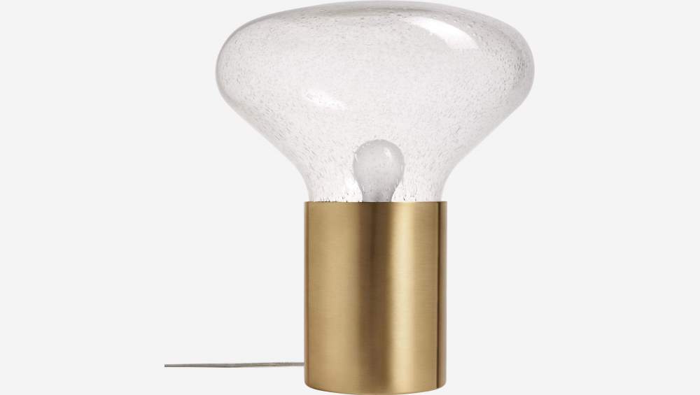 Lampada da tavolo 42,5 cm in vetro fumé - base in ottone