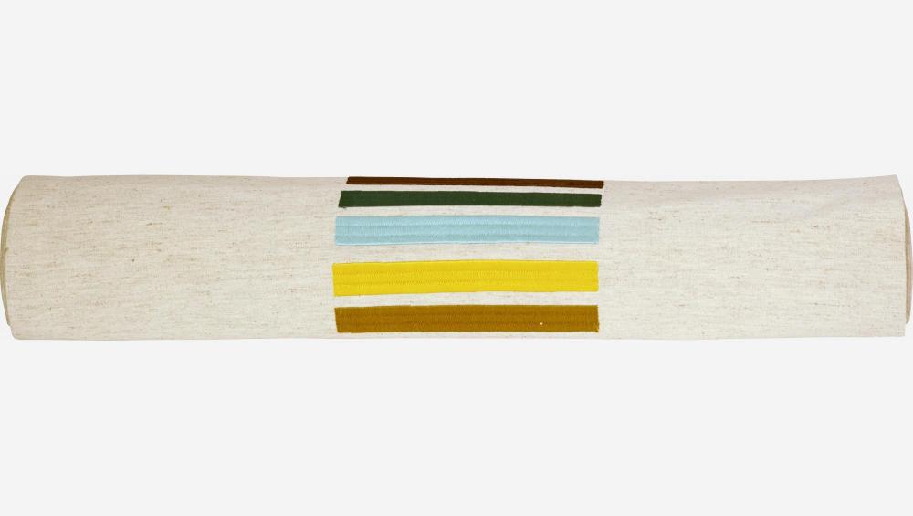 Tafelloper van katoen - 40 x 200 cm - Wit met gekleurde strepen