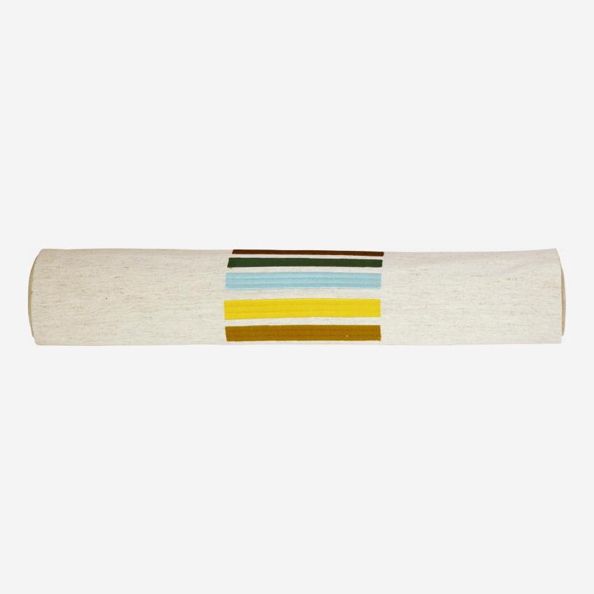Tafelloper van katoen - 40 x 200 cm - Wit met gekleurde strepen