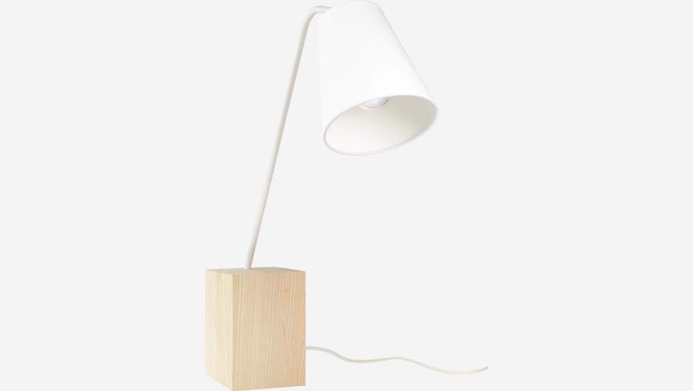 Lámpara de mesa 55cm de tela y base de fresno
