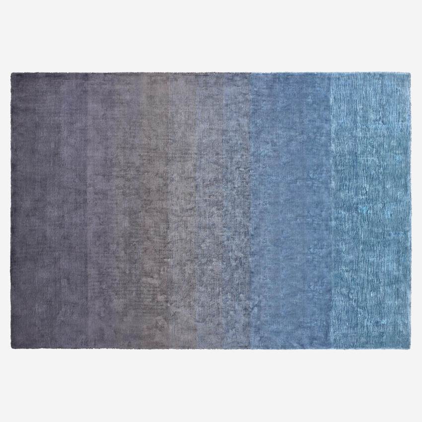 Handgeknüpfter Teppich aus Viskose - 170 x 240 cm - Gau und Blau