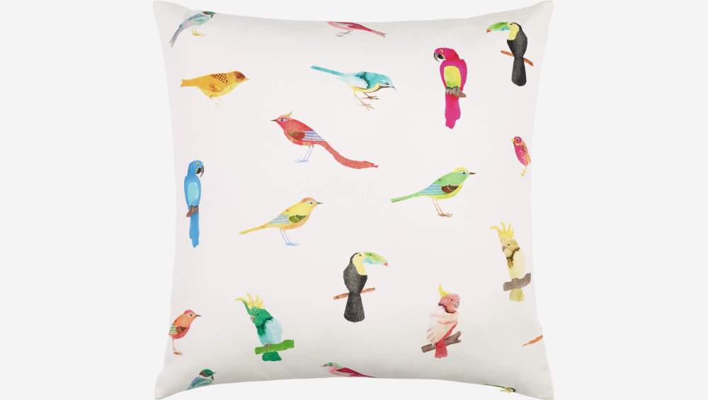 Cuscino in cotone - 50 x 50 cm - Fantasia pappagalli