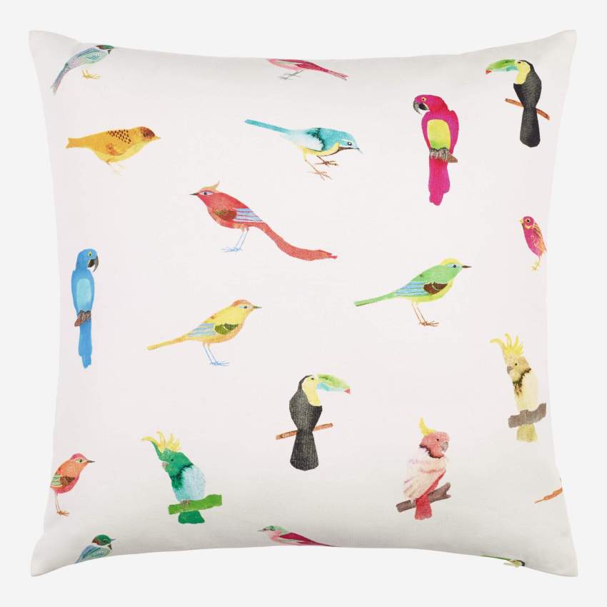 Cuscino in cotone - 50 x 50 cm - Fantasia pappagalli