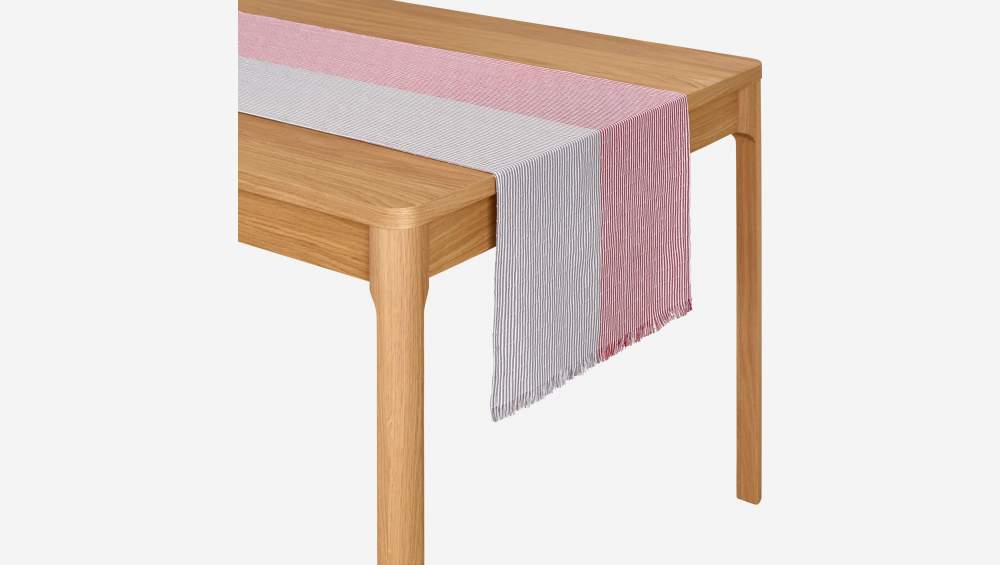 Caminho de mesa de algodão - 45 x 200 cm - Vermelho/Taupe