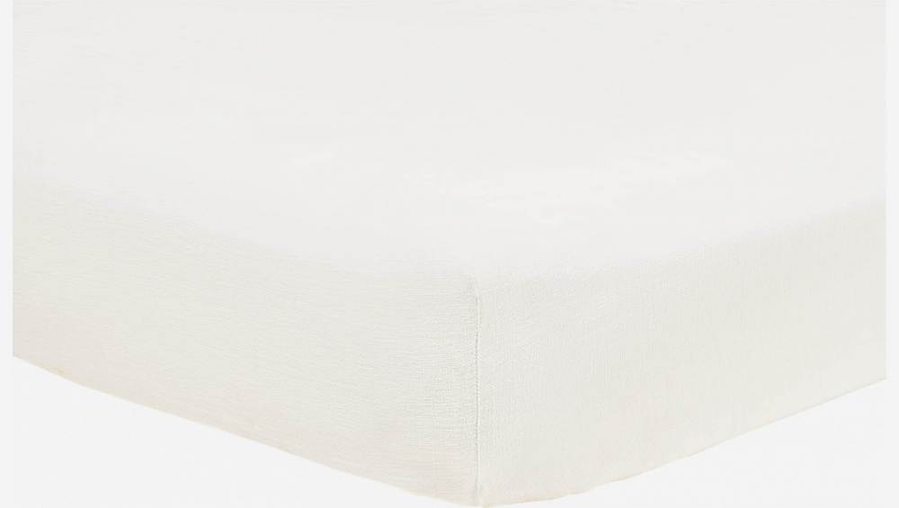 Sábana ajustable 140x200cm de lino blanco