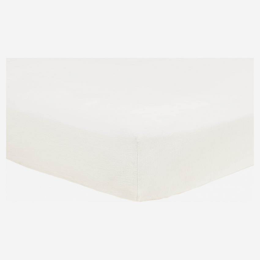 Sábana ajustable 140x200cm de lino blanco