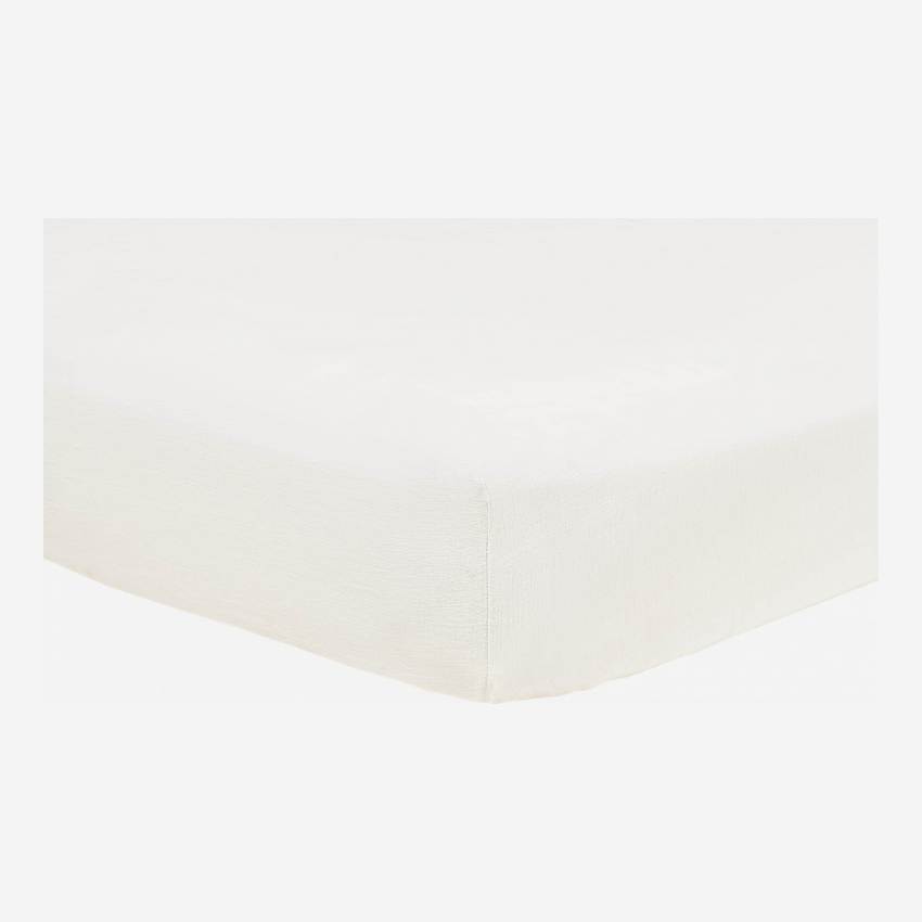 Sábana ajustable 180x200cm de lino blanco
