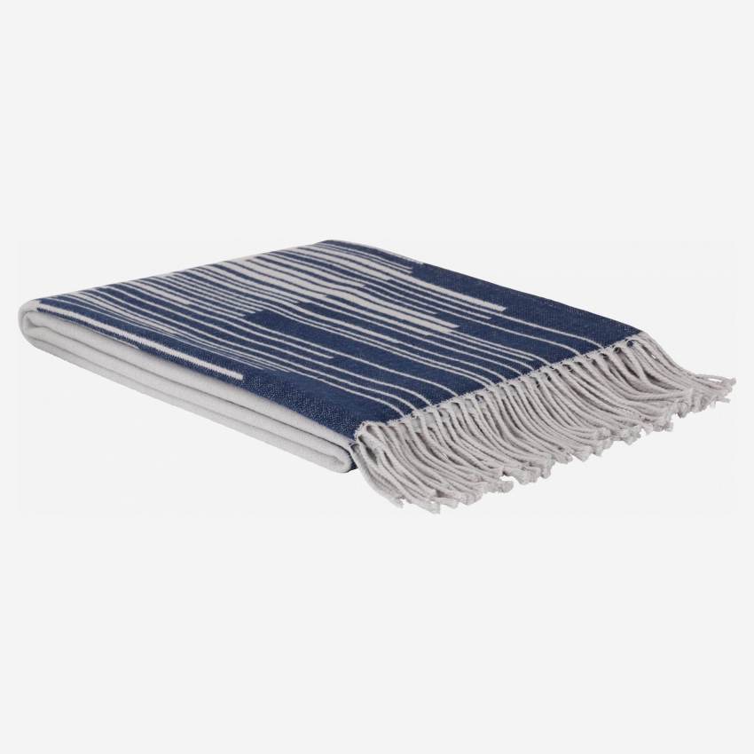 Plaid 127X180 cm, aus Baumwolle, blau und grau