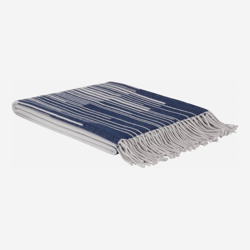 Manta em algodão azul e cinzento  127 x 180 cm