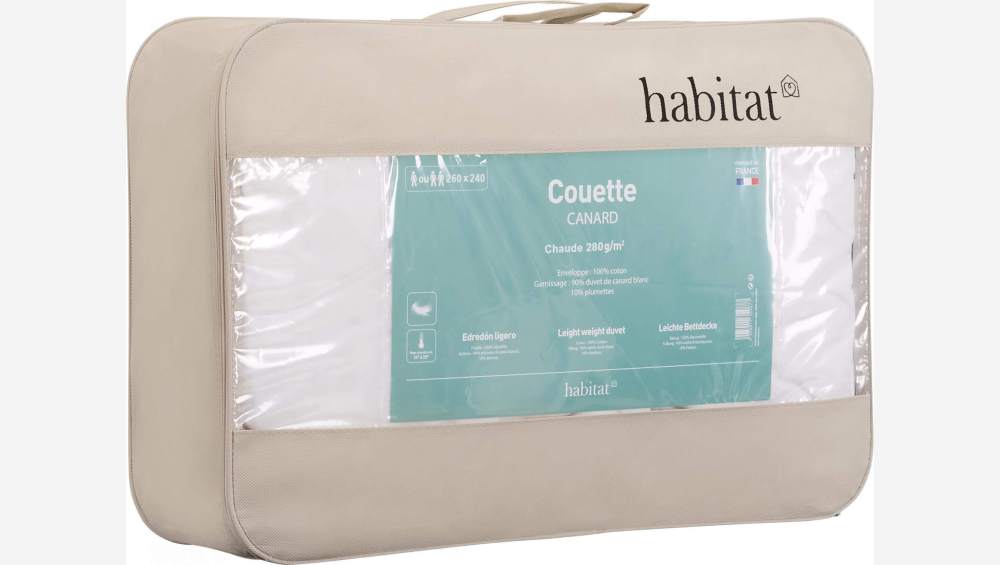 Couette chaude en duvet de canard français - 280 gr/m² - 240 x 260 cm