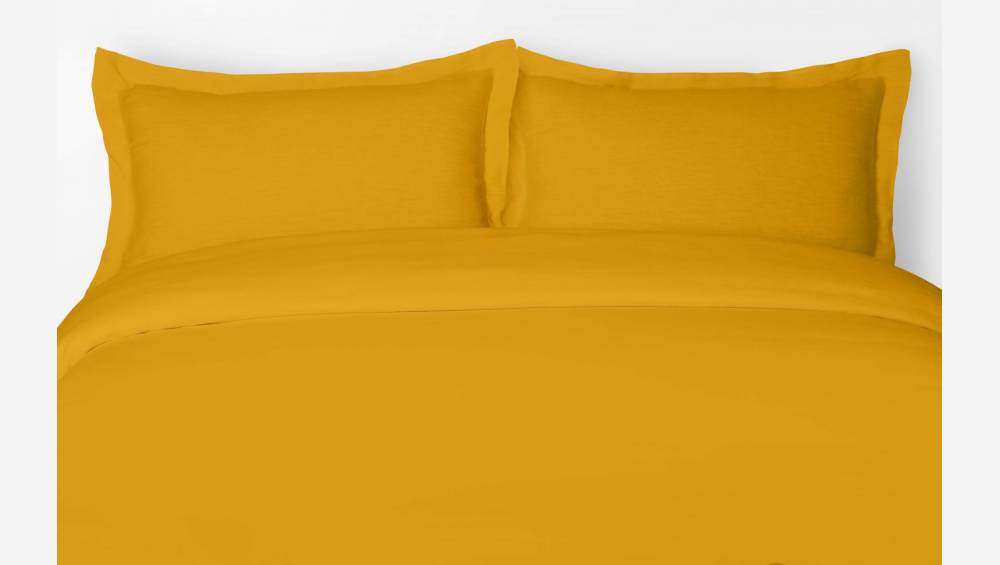 Capa de edredão de linho - 240 x 220 cm - Amarelo mostarda
