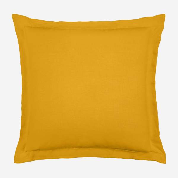 Fronha de linho - 65 x 65 cm - Amarelo mostarda