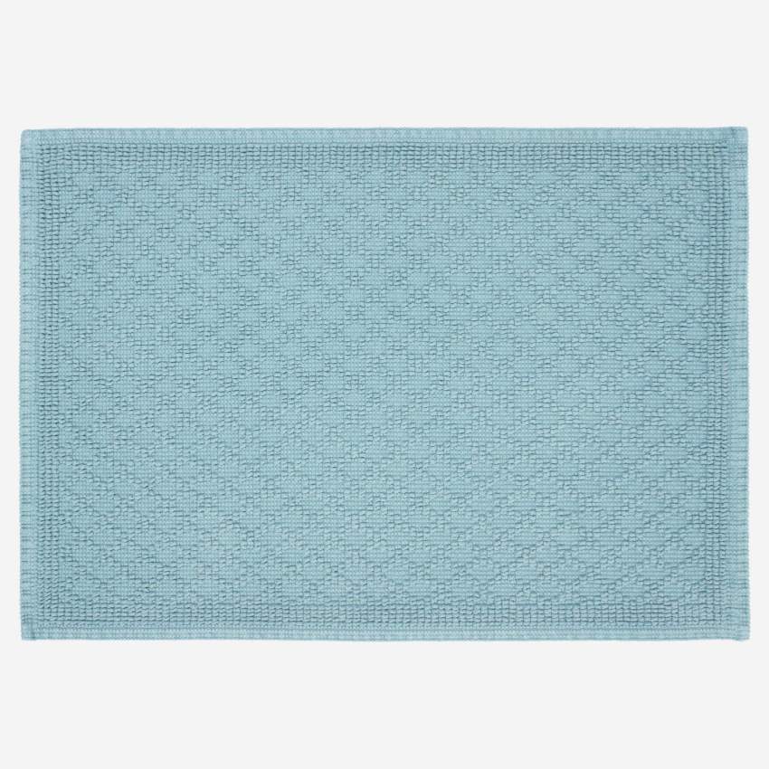 Tapis de bain en coton - 50 x 70 cm - Bleu