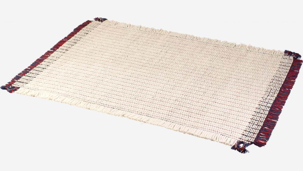 Tapete de tecido reversível com grandes franjas em lã e algodão - 170 x 240 cm - Multicolor