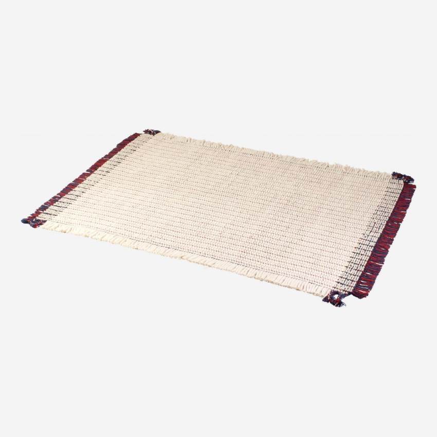 Tappeto reversibile con grandi frange in lana e cotone - 170 x 240 cm - Multicolore