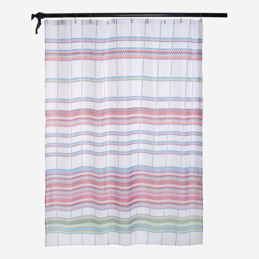 Cortina de ducha de poliéster - 200 x 180 cm - Rayas multicolor