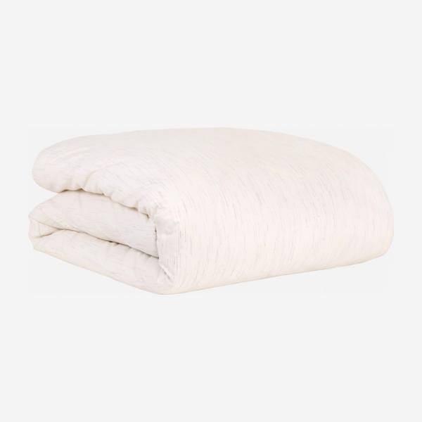 Bettbezug aus Baumwolle - 240 x 260 cm - Weiß mit Streifen