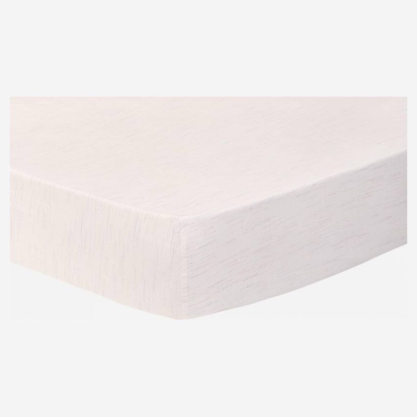 Spannbettlaken aus Baumwolle - 140 x 200 cm - Weiß mit Streifen