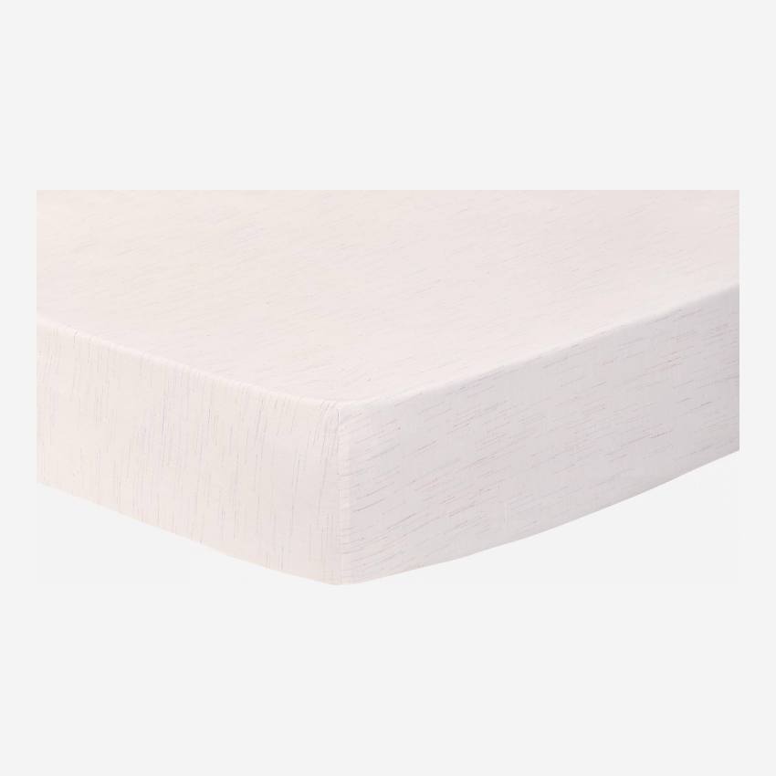 Sábana ajustable de algodón - 140 x 200 cm - Blanco a rayas