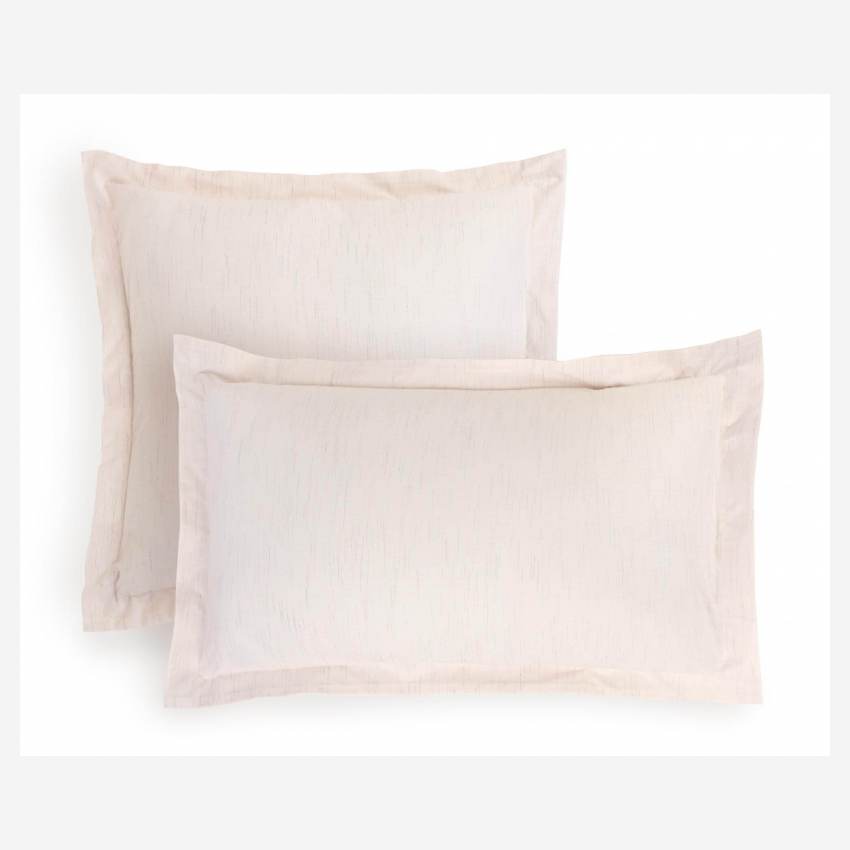 Funda de almohada de algodón - 65 x 65 - Blanco a rayas