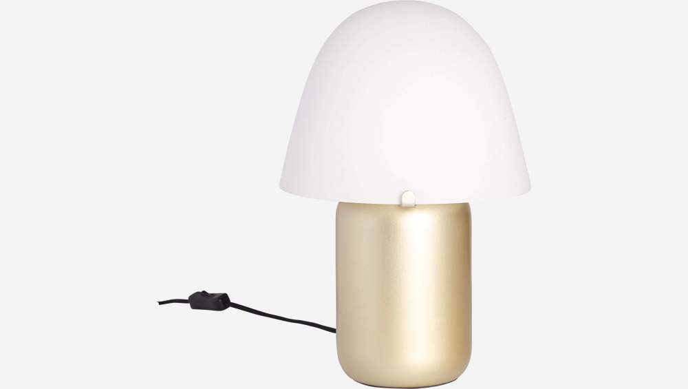 Lampe de table en verre givré et métal - D23cm x H30cm - Doré