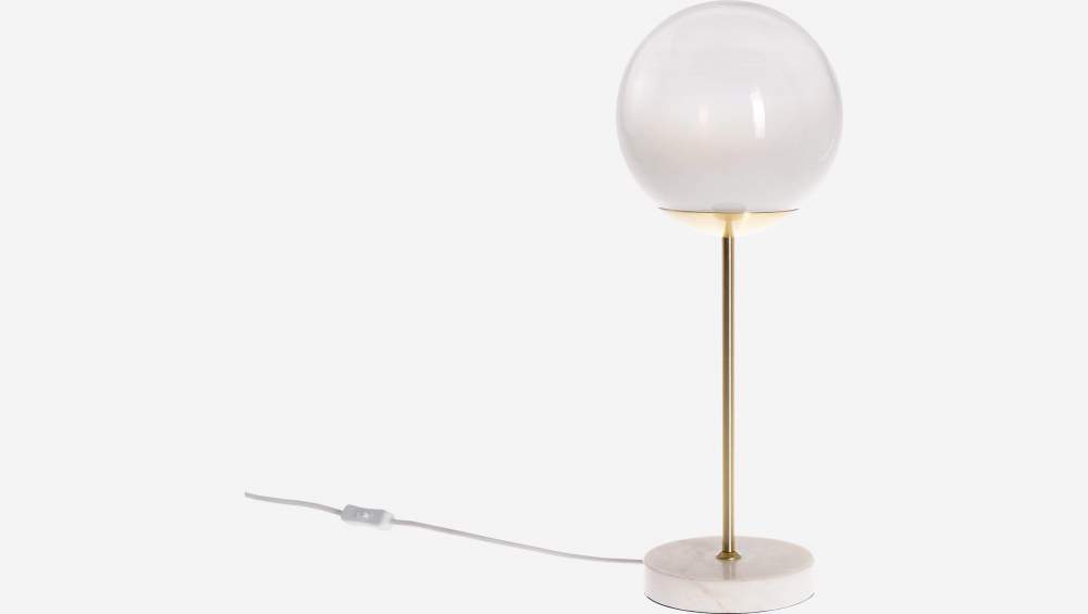 Lampe de table en verre et marbre - D20cm x H52cm - Blanc