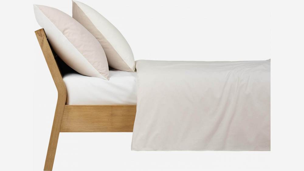 Bettwäsche aus gewaschener Baumwolle - 200 x 200 cm + 2 Kopfkissenbezüge 65 x 65 cm - Weiß