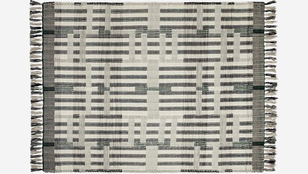 Tappeto in lana intrecciata - 170 x 240 cm - Bianco e nero