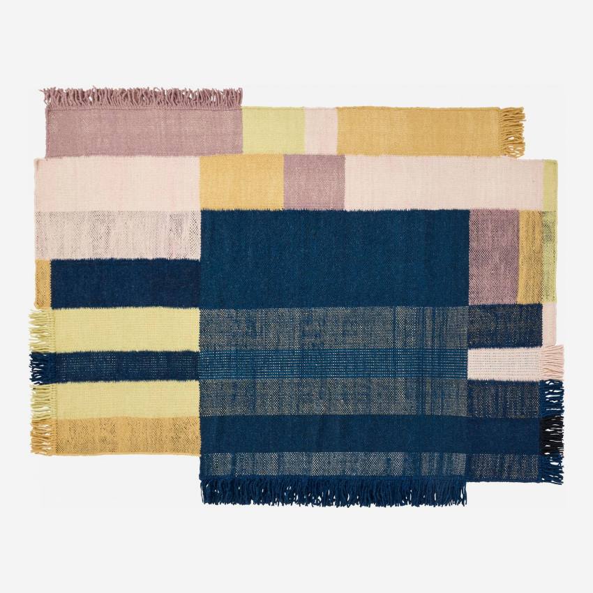 Tappeto tessuto a mano in lana - 170 x 240 cm - Multicolore
