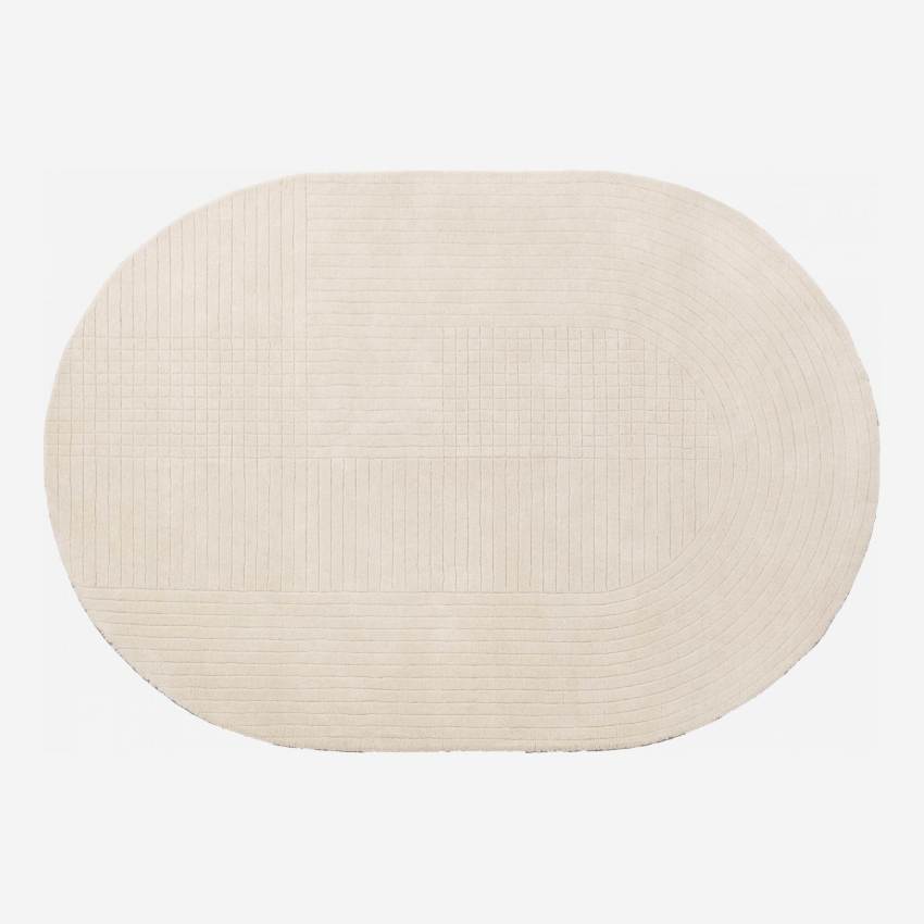 Getufteter Teppich aus Wolle - 170 x 240 cm - Cremeweiß