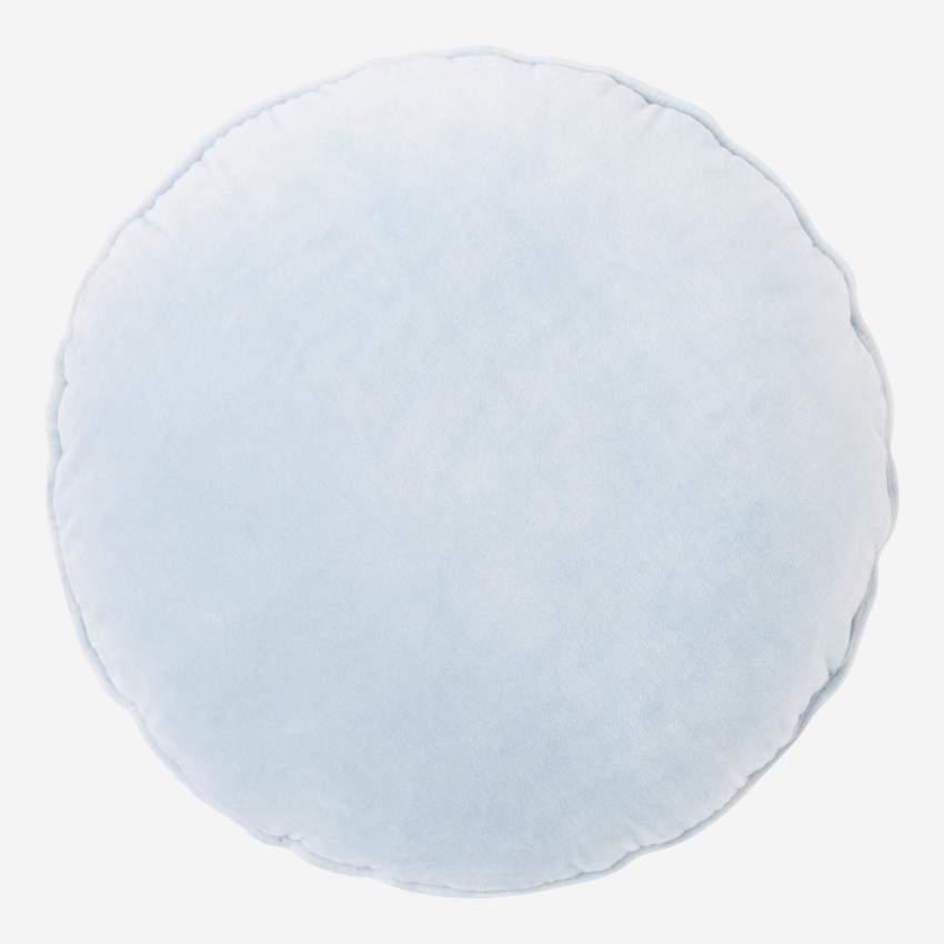 Cuscino rotondo in velluto - 40 cm - Blu