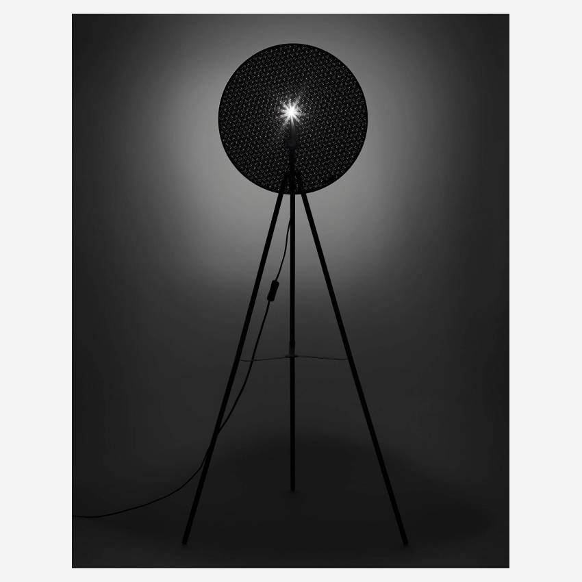 Lámpara de pie de metal - Negra - 135,5 cm