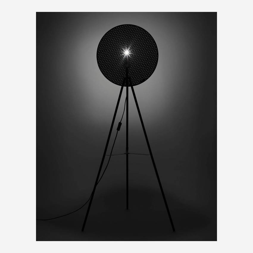 Lampada da terra in metallo - Nero - 135,5 cm