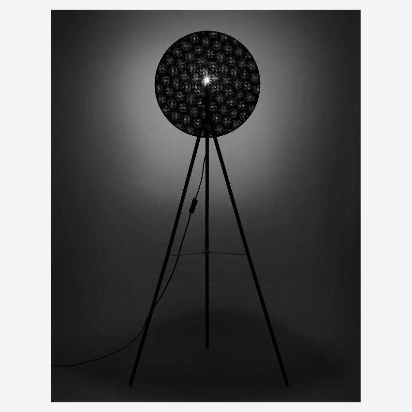 Lampada da terra in metallo - Nero - 135,5 cm