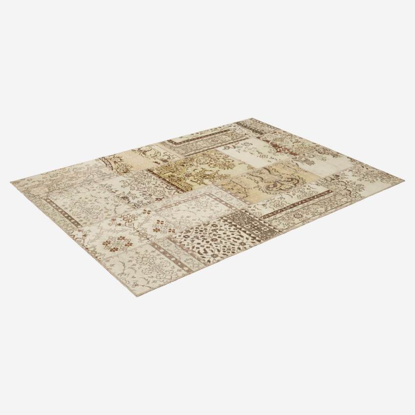Tapete patchwork de lã - 170 x 240 cm - Bege