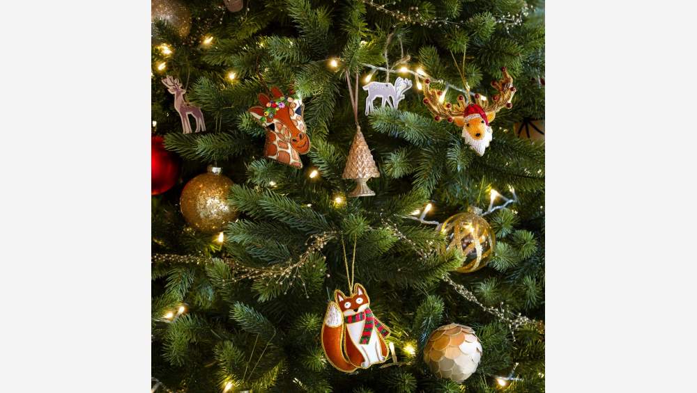 Weihnachtsdekoration - Rentier zum Aufhängen aus Samt - Goldfarben