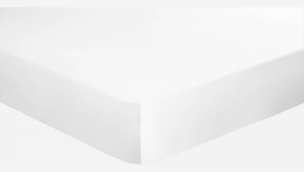 Drap housse en satin de coton - 140 x 200 cm - Blanc